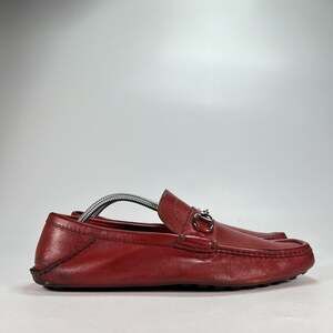 Gucci Horsebit Red Leather Casual Moccasins Walking Driving Shoes Men's Size 10